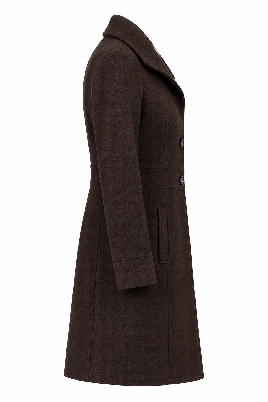 Amichi Chocolate Brown Coat, left side view