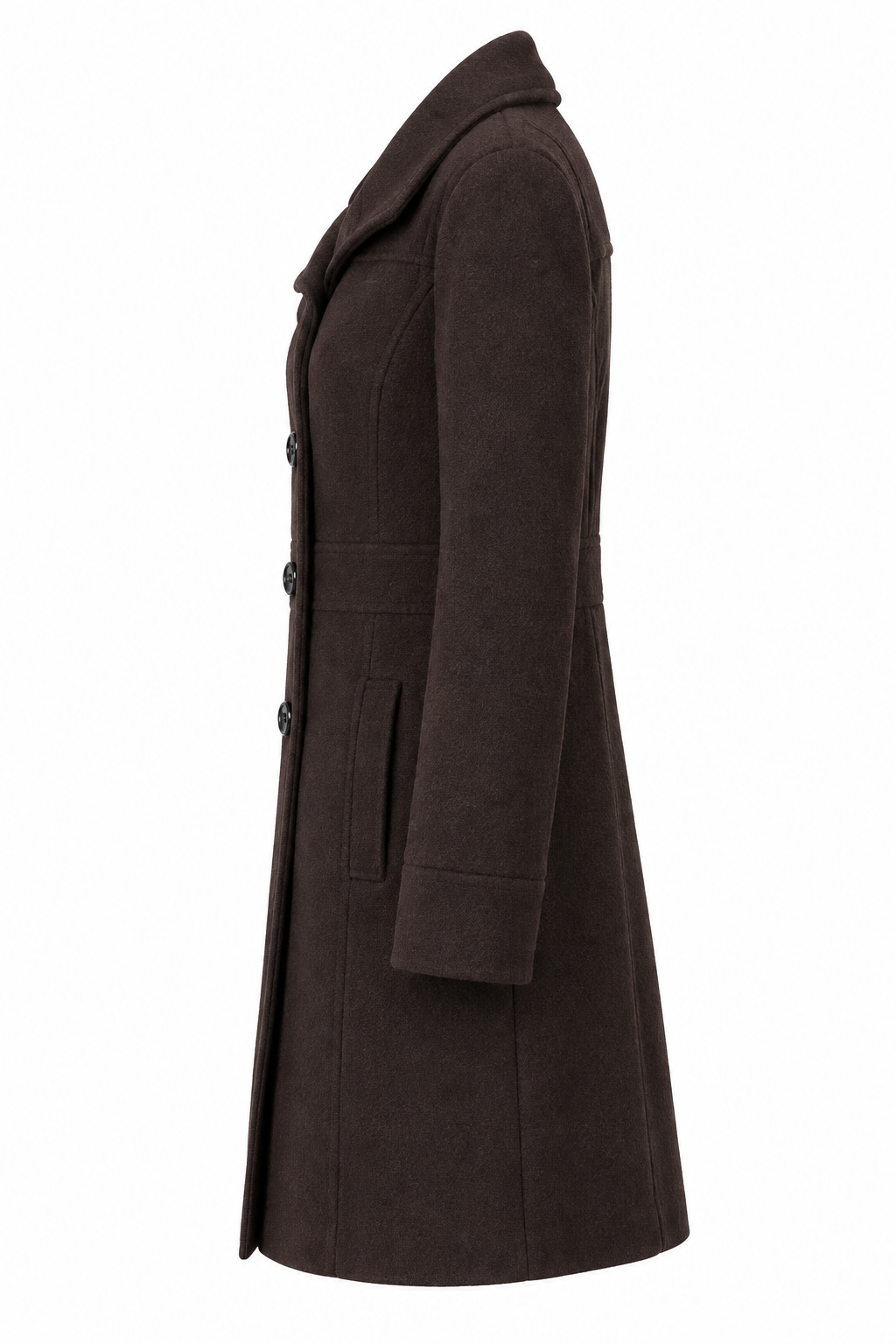 Amichi Chocolate Brown Coat, right side view