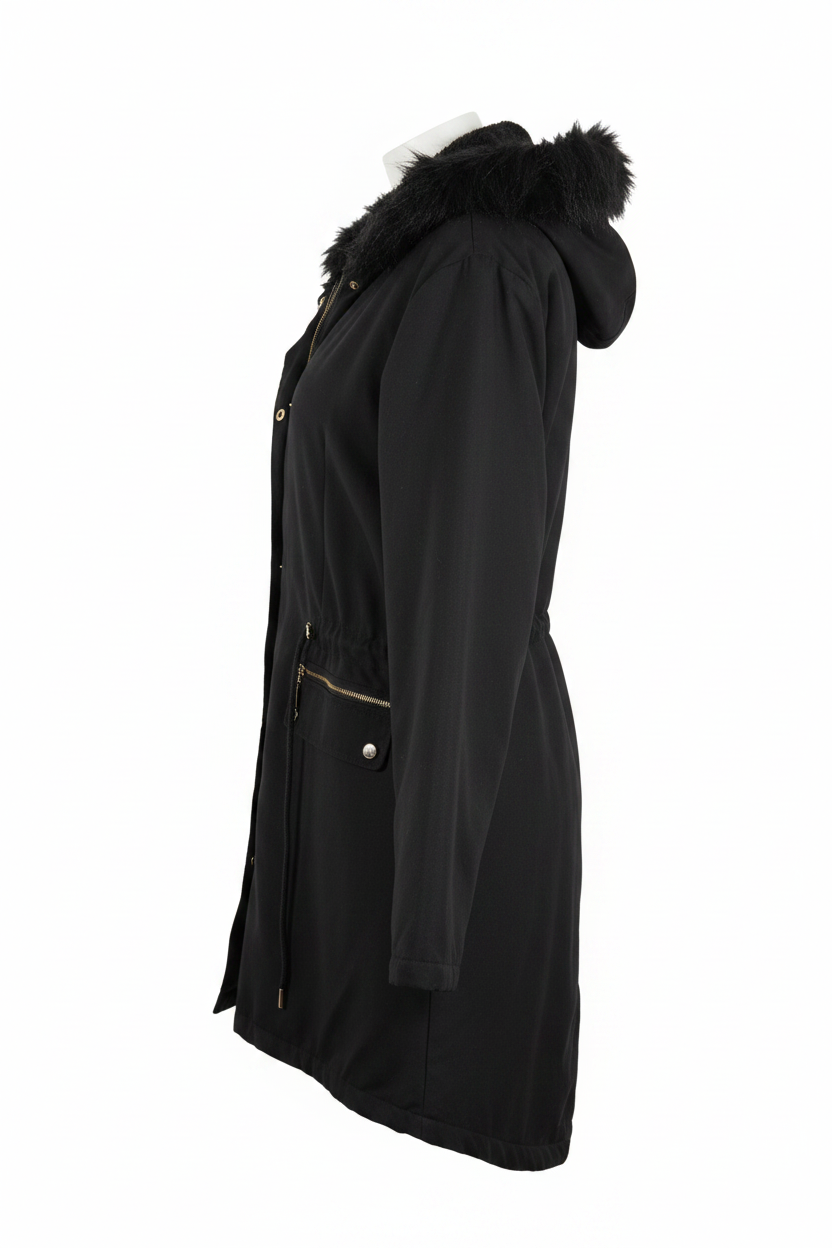 Black Fur Collar Jacket – Side Profile