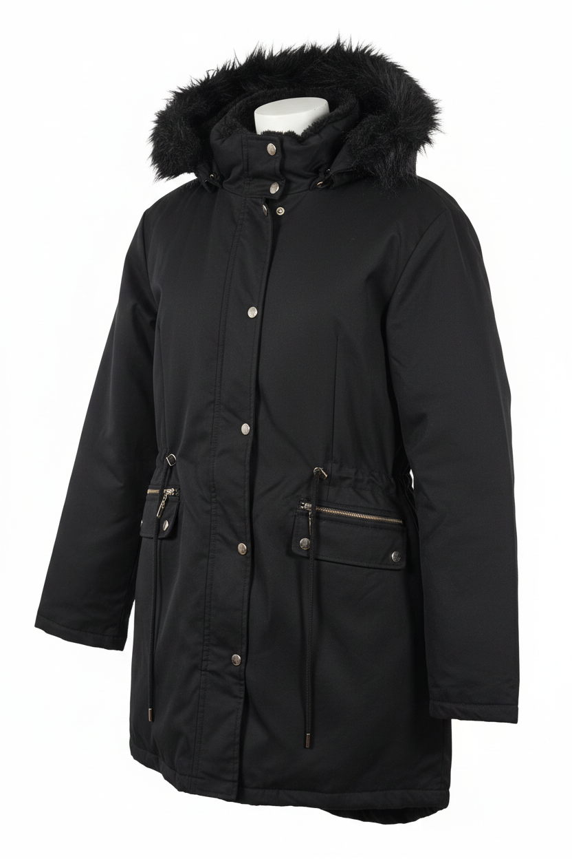 Black Fur Collar Jacket – Three-Quarter
