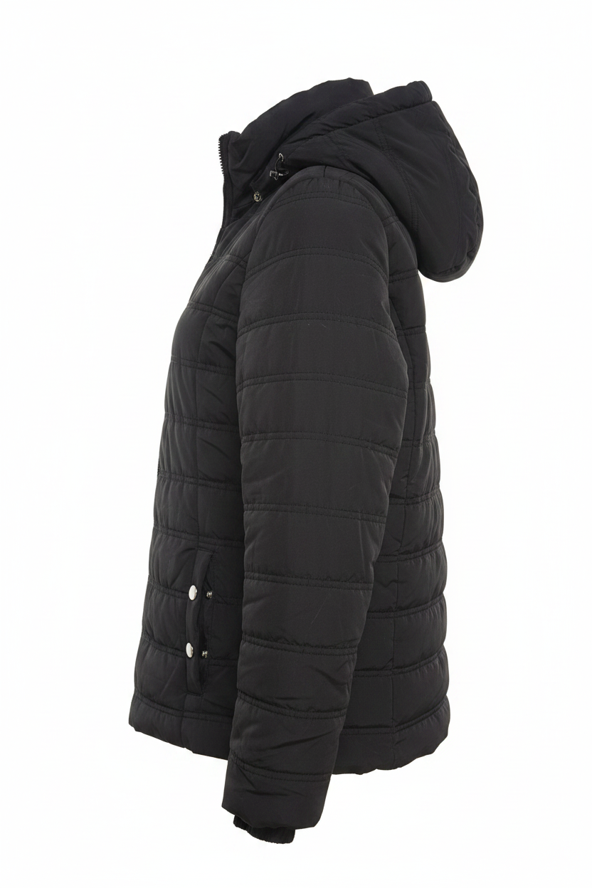 Black Puffer Jacket – Left Side
