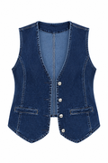 Dark Wash Denim Waistcoat – Front Revised