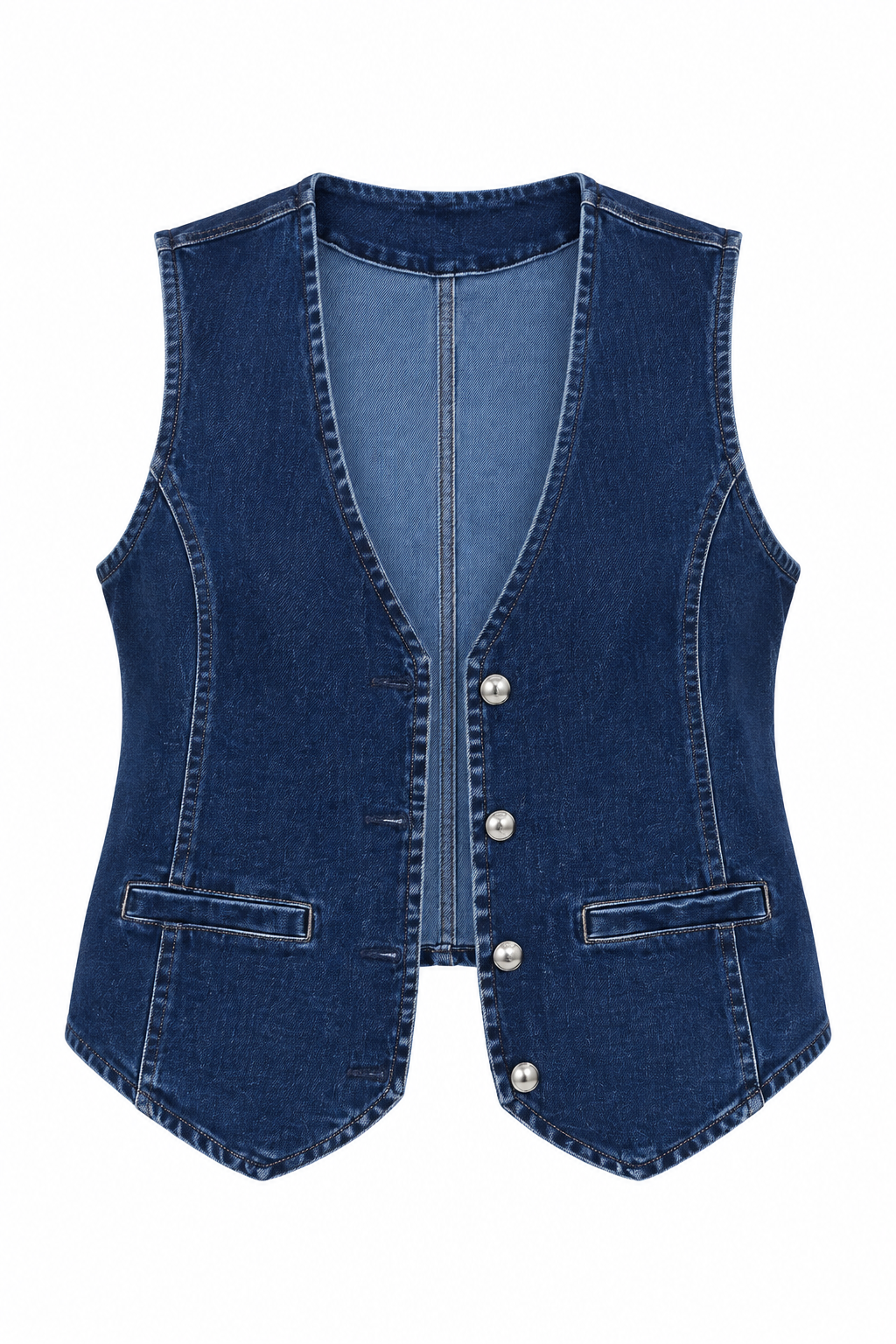 Dark Wash Denim Waistcoat – Front Revised