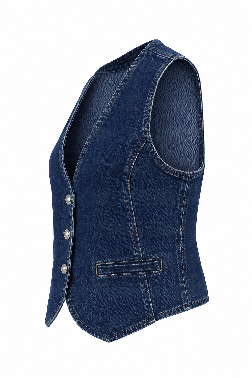 Dark Wash Denim Waistcoat – Left Side Revised