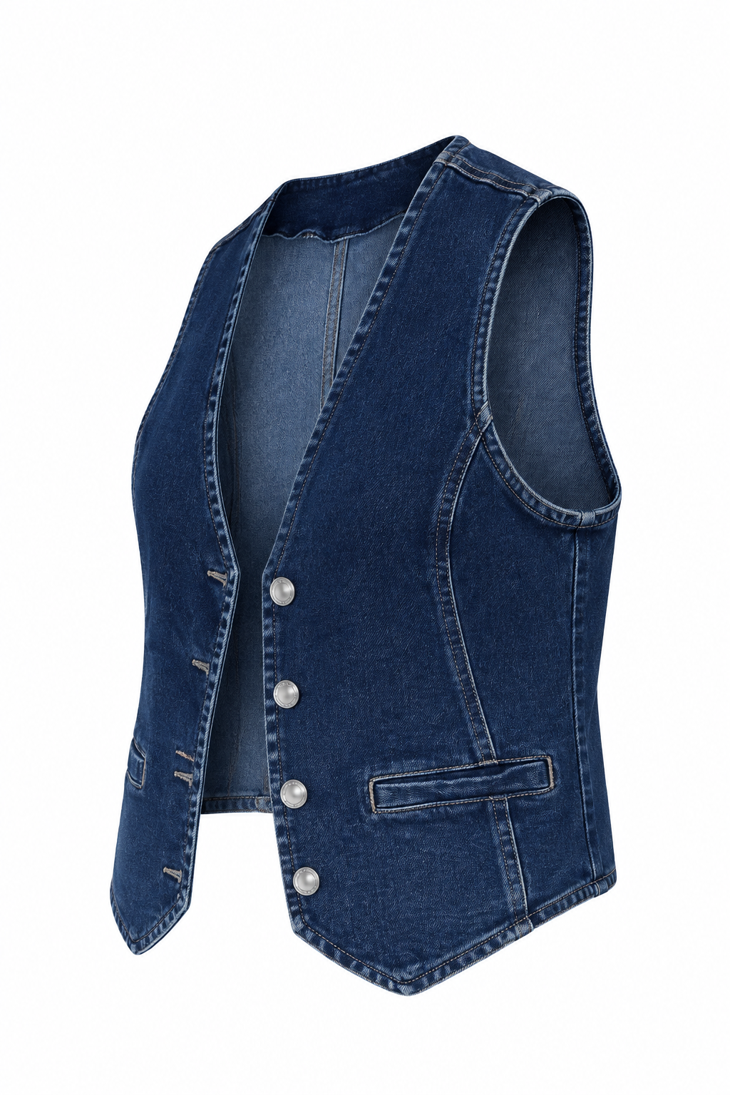 Dark Wash Denim Waistcoat – Right Side Revised