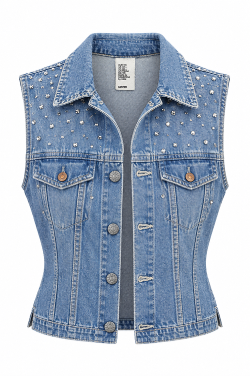 &Denim Vest – Front with Label