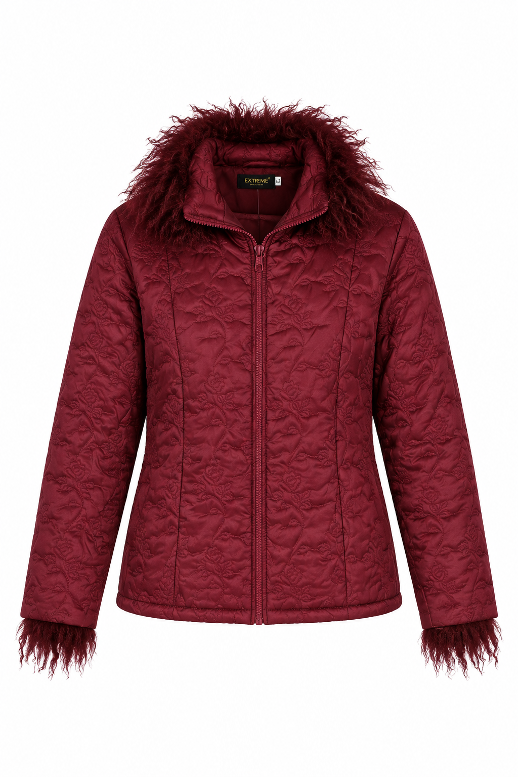 Extreme Maroon Puffer Jacket, front view