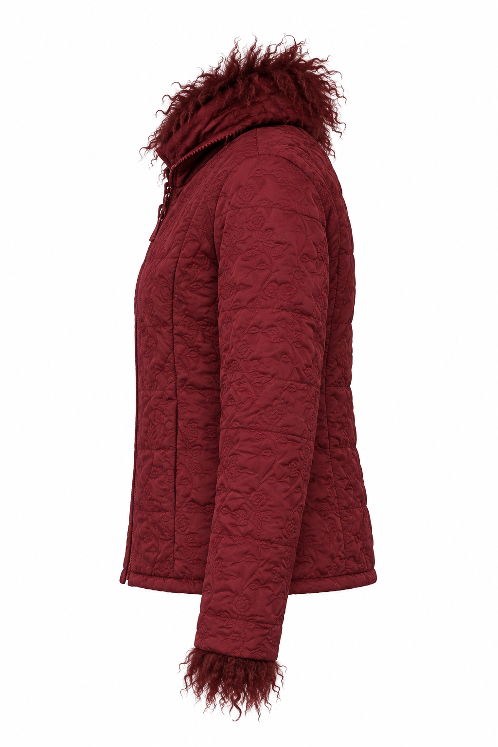 Extreme Maroon Puffer Jacket, left side view