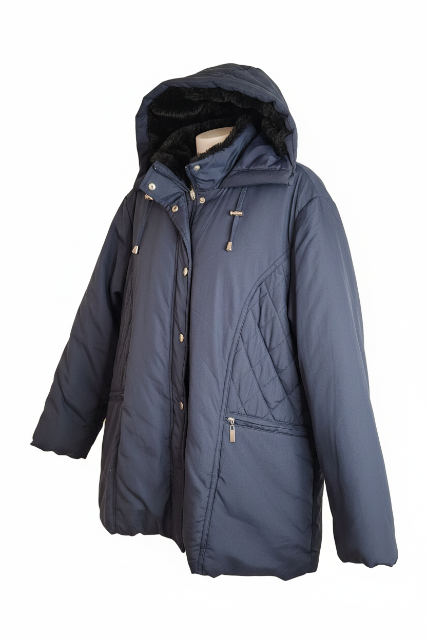 Navy Quilted Jacket – 3/4 Front