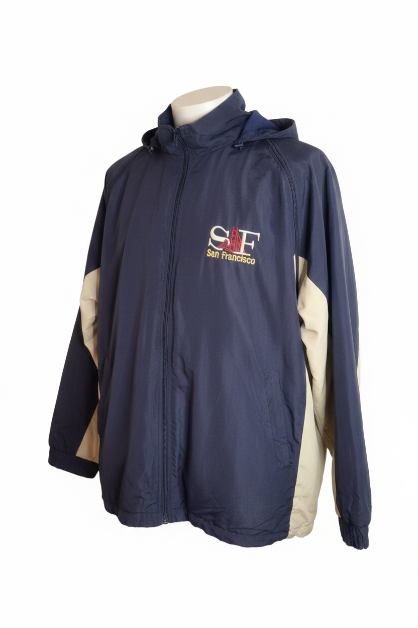Vintage SF Jacket – 3/4 Front, Hood Down